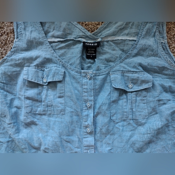 Torrid Blue Sleeveless Bottom Down Tank Top - Picture 5 of 12